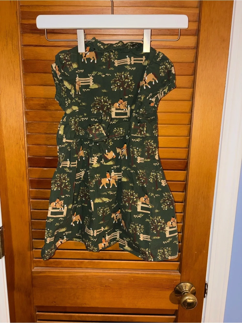 Gymboree Dark Green Horse & Fence Print Dress
